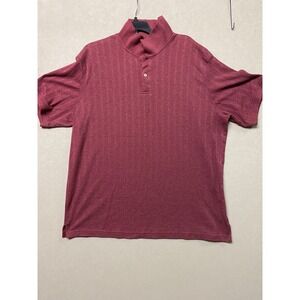 Covington Mens XL Polo Shirt Burgundy Red Ribbed Mock Neck Cotton Blend